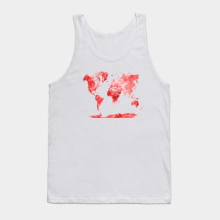 World Map in Watercolor Red Tank Top